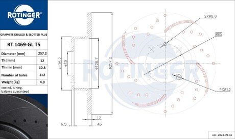 Гальмівний диск Rotinger RT 1469-GL T5