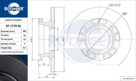 Диск тормозной Rotinger RT1779GL