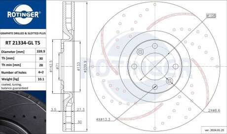 Гальмівний диск Rotinger RT 21334-GL T5