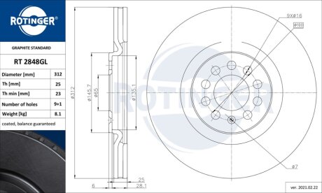 Автозапчастина Rotinger RT 2848-GL