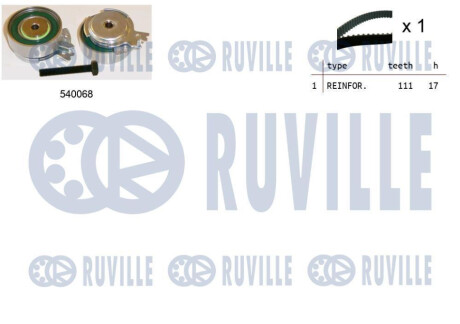 Комплект ГРМ Opel Combo 1.2/1.4/1.6 85- (111x17.00) RUVILLE 550005