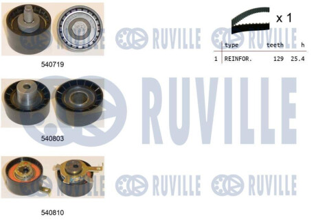 К-кт. ГРМ (рем.+3шт. ролика+кріплення) 1,6-2,0i: Focus, Mondeo 98- RUVILLE 550232