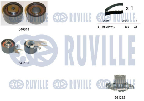 Комплект ГРМ + помпа Volvo C70/S60/S80/V60/V70/XC70/XC90 2.0-2.4D 01- (28x132z) RUVILLE 5503261