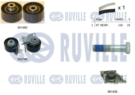 Комплект ГРМ + помпа Citroen Jumper/Jumpy/Peugeot Boxer/Expert 2.0 BlueHDi 15- RUVILLE 5504271