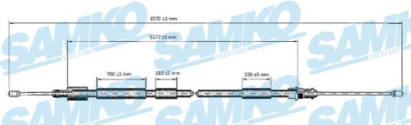 Трос ручного гальма.r. XSARA /P/ 1545/1280 SAMKO C0119B
