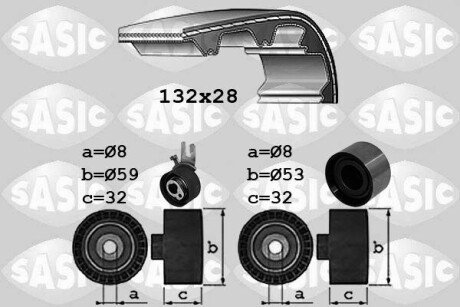 Комплект ГРМ Volvo C70/S60/S80/V60/V70/XC70/XC90 2.0-2.4D 01- (28x132z) SASIC 1756078 (фото 1)