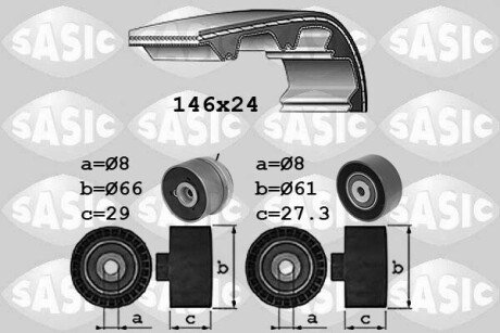 Комплект ГРМ Opel Astra G/H/J/Corsa D/E/Insignia/Vectra/Zafira/Chevrolet Aveo 00- (24x146z) SASIC 1756083