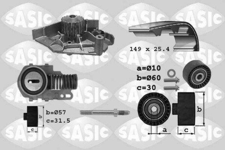 Насос води + комплект зубчатого ремня SASIC 3900005