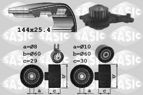 Насос води + комплект зубчатого ремня SASIC 3900009