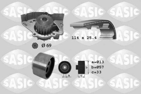 Насос води + комплект зубчатого ремня SASIC 3900023