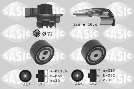 Насос води + комплект зубчатого ремня SASIC 3900027