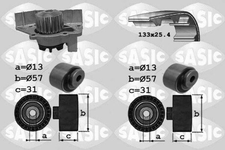 Насос води + комплект зубчатого ремня SASIC 3900030