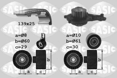 Комплект ГРМ + помпа Citroen C3/Peugeot 207/208/2008 1.4 HDI 06- (29x139z) SASIC 3900042