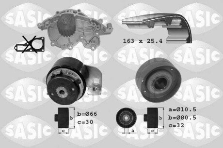 Насос води + комплект зубчатого ремня SASIC 3904001