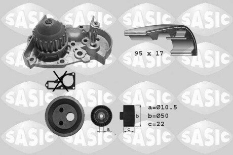 Насос води + комплект зубчатого ремня SASIC 3904002