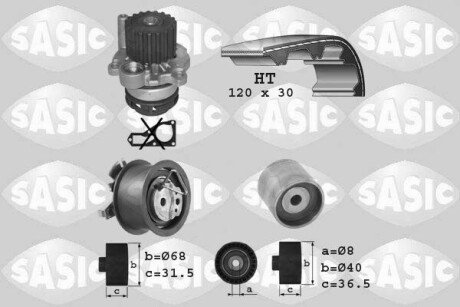 Насос води + комплект зубчатого ремня SASIC 3906009