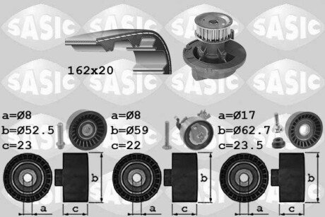 Комплект ГРМ + помпа Opel Astra G/H/Vectra C/Renault Megane II 1.6/1.8 98-15 (20x162z) SASIC 3906093