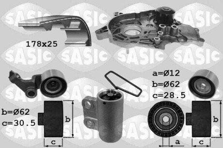 Комплект ГРМ + помпа Toyota Avensis/Corolla 2.0 (D-4D) 03-09 SASIC 3906094