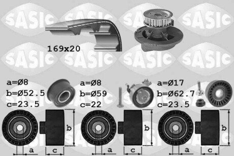 Комплект ГРМ + помпа Opel Astra F/Vectra B 1.4/1.6 16V 94-05 SASIC 3906099