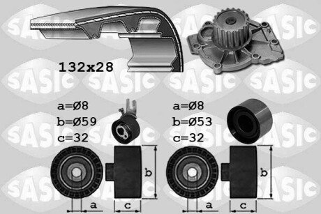 Комплект ГРМ + помпа Volvo C70/S60/S80/V60/V70/XC70/XC90 2.0-2.4D 01- (28x132z) SASIC 3906107