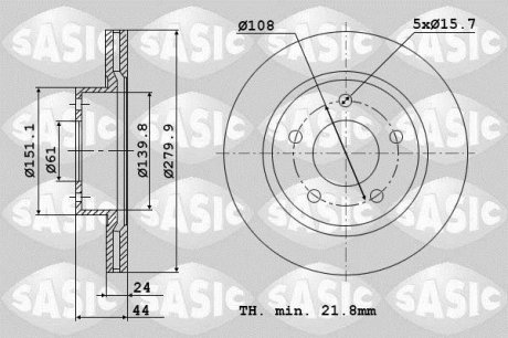 Тормозной диск SASIC 6104036 (фото 1)