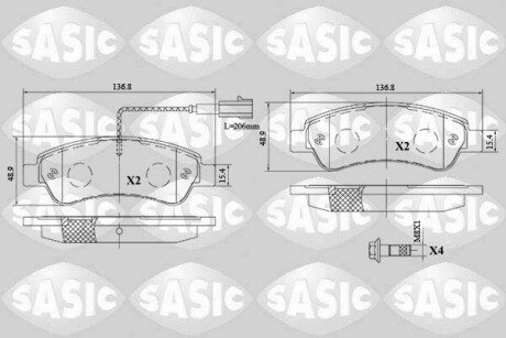 Колодки гальмівні (задні) Citroen Jumper/Fiat Ducato/Peugeot Boxer 06- (+датчики) SASIC 6210074 (фото 1)