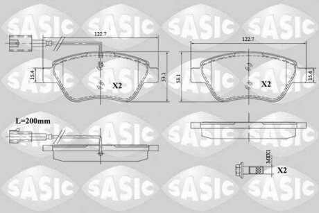 Колодки гальмівні (передні) Fiat Punto/Citroen Nemo/Peugeot Bipper 08- (Bosch) Q+ (з датчиками) SASIC 6210081