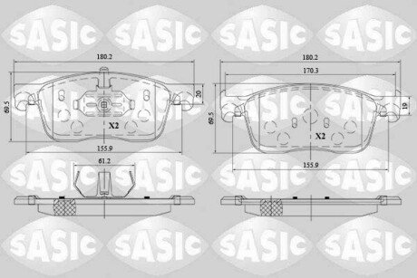 Колодки гальмівні (передні) Citroen Jumpy/Peugeot Expert 16- SASIC 6210082 (фото 1)