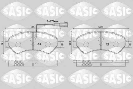 Колодки гальмівні (передні) Citroen Jumper/Fiat Ducato/Peugeot Boxer 2.0-3.0HDi 06- R16(з датчиком) SASIC 6210084 (фото 1)