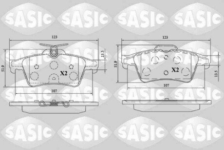 Колодки гальмівні (задні) Peugeot 508 10-18 SASIC 6210088