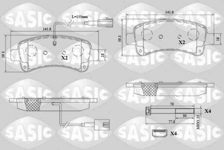 Колодки гальмівні (задні) Citroen Jumper/Peugeot Boxeri 10- (з датчиком) SASIC 6210091 (фото 1)