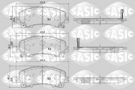 Колодки гальмівні (передні) Nissan Rogue 07-13/X-Trail/Infiniti Q50/Q60/QX50 13-/Renault Koleos 16- SASIC 6214040