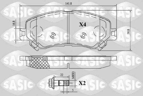 Колодки гальмівні (передні) Renault Espace V/Megane IV 15- (Akebono) SASIC 6214045