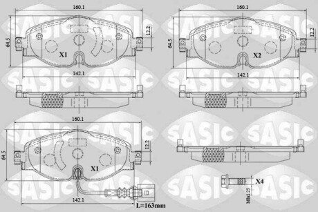 Колодки гальмівні (передні) Audi A3/Q2/Q3/Seat/Skoda Octavia/Kodiaq/VW Golf/Passat B8 12- (+датчик) SASIC 6216154