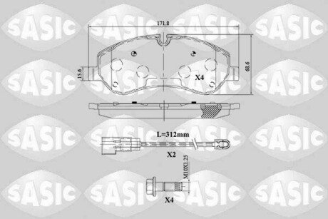 Колодки гальмівні (передні) Ford Transit Custom/Tourneo Custom V362 12-/Transit V363 13- SASIC 6216155