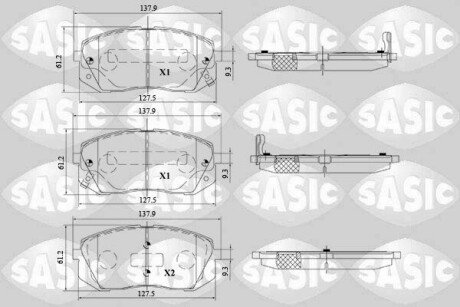 Колодки гальмівні (передні) Hyundai Tucson 04-/ I40 11-/ IX35 10-/ Kia Sportage 09- SASIC 6216157