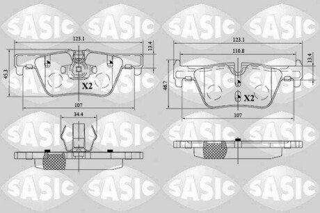 Колодки гальмівні (задні) BMW 3 (F30/F31/F34)/4 (F36) 11- (Teves) Q+ SASIC 6216161