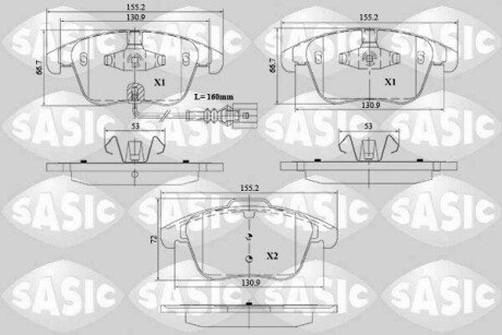 Колодки гальмівні (передні) Audi Q3 11-18/VW Passat Tiguan 07-18/Sharan 10-(+датчик) SASIC 6216162