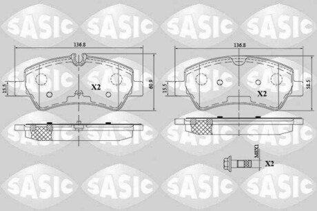 Комплект гальмівних колодок (дискових) (задніх) Ford Transit Custom/Tourneo Custom V362 12-/Transit V363 13- SASIC 6216163 (фото 1)