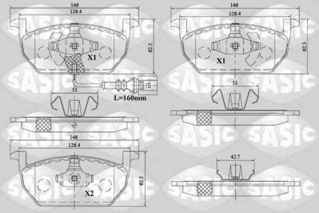 Колодки гальмівні (передні) Seat Leon/Skoda Octavia IV/V/VW Golf VII 12- (+датчик) SASIC 6216164