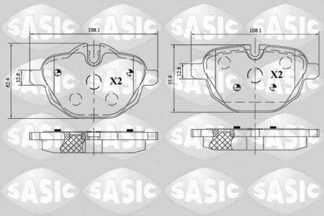 Колодки гальмівні (задні) BMW 5 (F07/F10-11) 09-17/(G30-31/F90)/6 (G32)/7 (G11-12) 16- SASIC 6216174