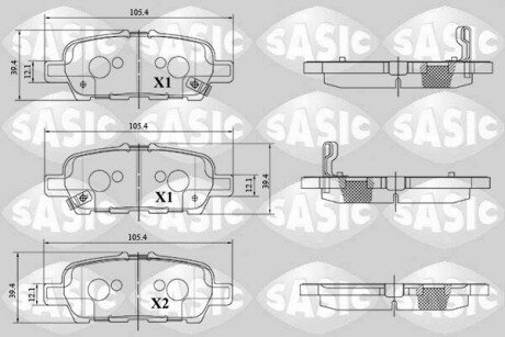 Колодки гальмівні (задні) Nissan Juke/Leaf 10-/X-Trail 13- (Akebono) SASIC 6216181