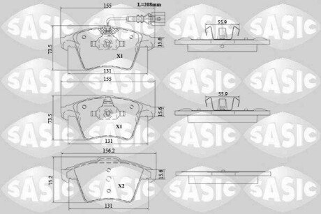 Колодки гальмівні (передні) VW T5/Multivan V 03-15 (+датчик) SASIC 6216188