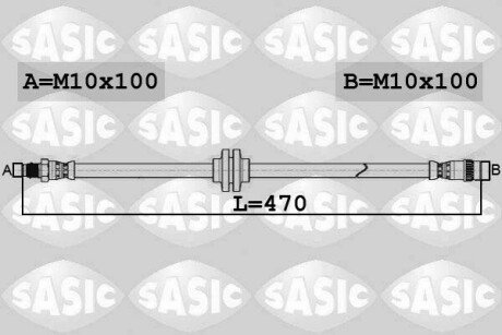 Шланг гальмівний (передній) Renault Duster/Logan 10- (475mm) SASIC 6604042