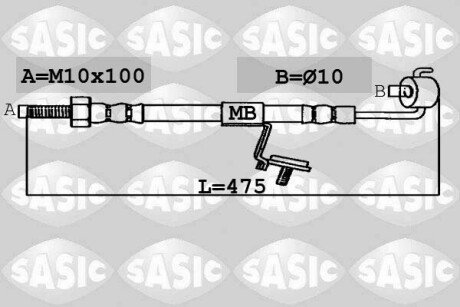 Шланг гальмівний SASIC SBH6320