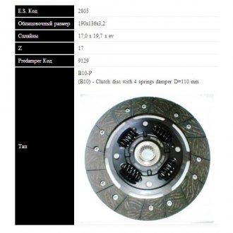 FORD Диск сцепления Escort,Fiesta 1.1 (190мм, 4 пружины) Sassone 2805 ST (фото 1)