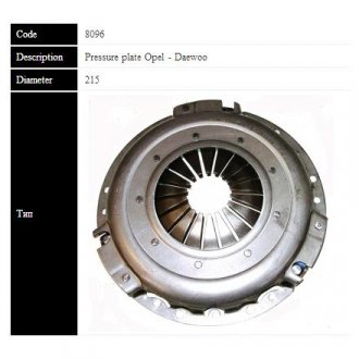 OPEL Корзина сцепления (D215мм) Astra,Ascona,Kadett,Vectra, DAEWOO NEXIA 1.5 16V Sassone 8096 ST