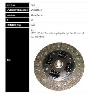 AUDI Диск сцепления 2,5TDI/2,8 100 90-94 (241мм, 4 пружины, усиленый !!!) Sassone 9211 ST (фото 1)