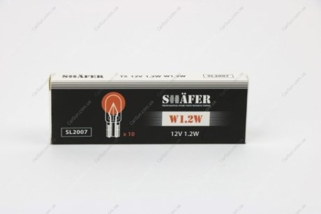 Лампа накаливания 12V 1.2W W1.2W (картонная упаковка по 10шт)) SHAFER SL2007 (фото 1)