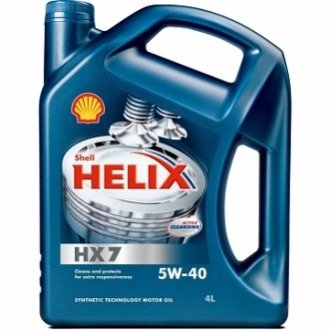 4л Масло синт. Helix HX7 5W-40 API SN/CF, ACEA A3/B3, A3/B4, JASO SG+, MB Approval 229.3, VW 502.00/505.00, Renault: RN0700, RN0710 Shell 550040513